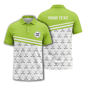 crossed golf clubs & balls repeat pattern polo shirt for men