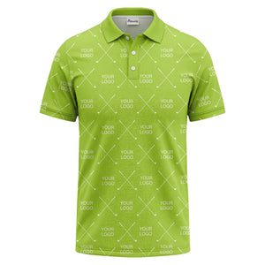 crossed golf clubs & logo repeat graphic polo shirt for men