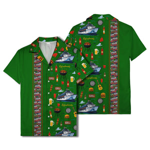 cruise ship grill & refreshments fun cartoon hawaiian shirt for men