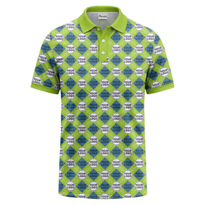 custom diamond grid circular logos polo shirt for men