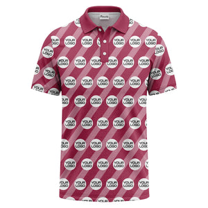 custom logo diagonal stripes repeat golf polo shirt for men