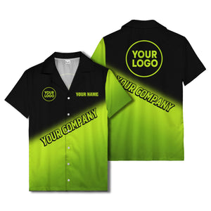 custom logo gradient black white corporate hawaiian shirt