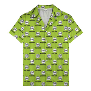 custom logo & name repeat pattern black hawaiian shirt for men