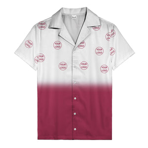 custom logo ombre gradient black white hawaiian shirt