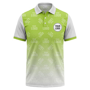 custom logo repeat gradient polo shirt for men in black & white