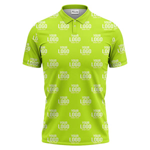 custom logo & text repeat pattern black white gold polo shirt