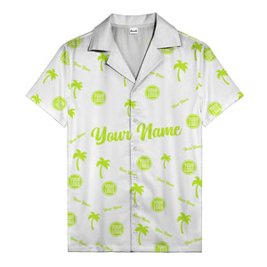 custom palm tree silhouette & name logo black white hawaiian shirt