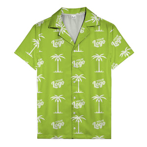 custom palm trees & your logo repeat black gold hawaiian shirt
