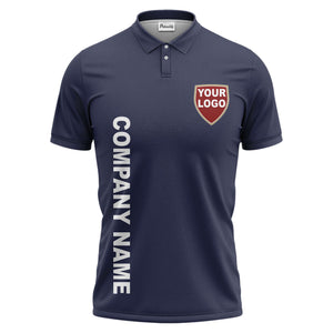 custom shield logo vertical text corporate branded polo shirt
