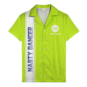 custom team logo striped black hawaiian shirt for spirit days