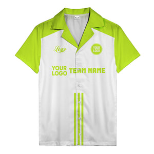 customizable black white bowling team logo & name hawaiian shirt for men