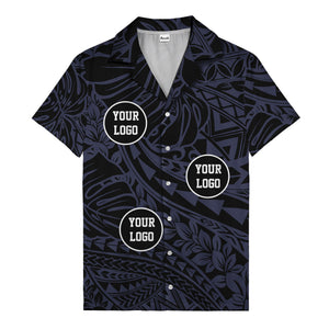 customizable logo circles pattern black hawaiian shirt for men