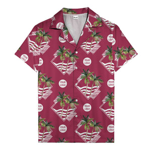 diamond waves & palm trees graphic hawaiian shirt for men