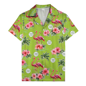 flamingo silhouettes palm trees hibiscus hawaiian shirt for men