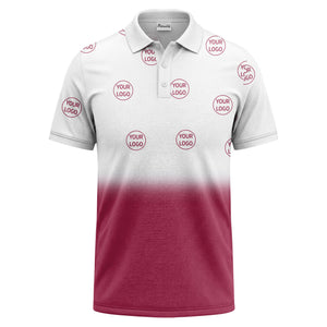 gradient black white custom logo repeat polo shirt