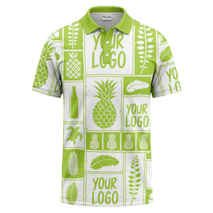 graphic pineapple & palm leaf repeat polo shirt for men