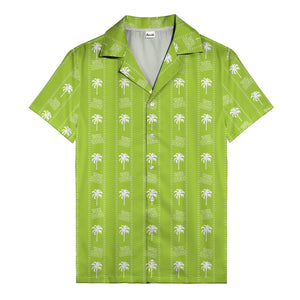 monochrome palm tree & signature logo stripe hawaiian shirt for men