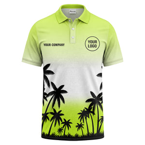 monochrome palm trees ombre gradient sky polo shirt for men