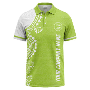 polynesian tribal floral motif black white polo shirt