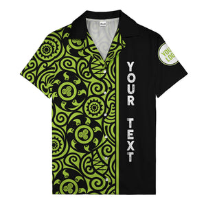 polynesian tribal swirls black white circular motifs hawaiian shirt for men