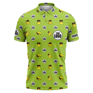 rubber duck repeat cartoon pattern custom logo black polo shirt for men