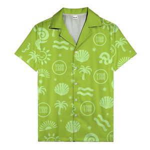 silver palm trees seashells sun waves vintage cartoon hawaiian shirt
