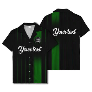 vertical black & white stripe custom logo hawaiian shirt