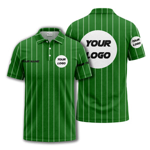 vertical pinstripe custom logo personalized text polo shirt