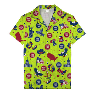 vintage cartoon statue of liberty & eagles patriotic hawaiian shirt