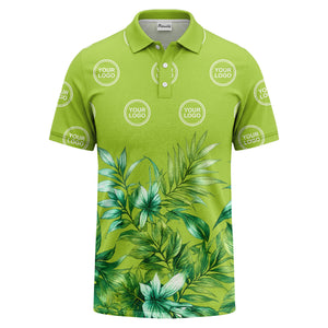 watercolor exotic ferns & logo circle polo shirt