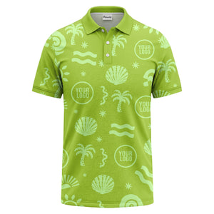 watercolor palm trees seashells waves polo shirt for beach vacation