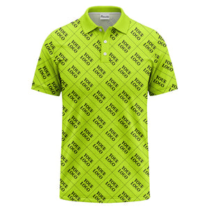your logo diamond grid monochrome custom polo shirt for men