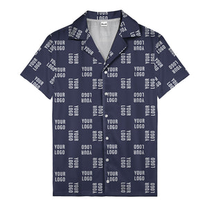 your logo repeat white on black modern graphic hawaiian shirt