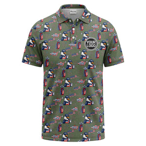 bald eagles golf bags fireworks patriotic polo shirt for men