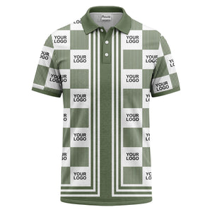 barcode graphic custom logo black white polo shirt for men