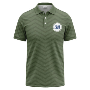black chevron dot geometric pattern custom logo polo shirt for men