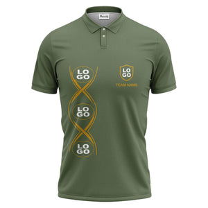 black gold infinity spiral shield team name graphic polo shirt for men