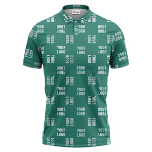 black repeat custom logo text pattern polo shirt for men