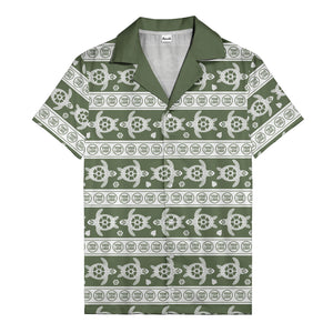 black sea turtles & white floral repeat hawaiian shirt for men
