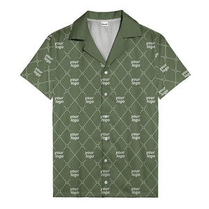 black & white quilted diamond custom logo hawaiian shirt