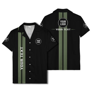 bold vertical stripe custom logo hawaiian shirt for men