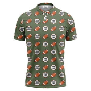 cartoon football logo circle repeat black sports polo shirt for men