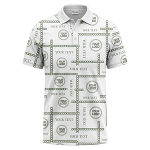 chain link grid custom logo monochrome polo shirt for men