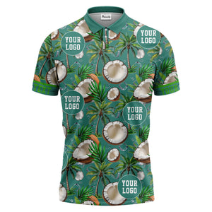 coconut palm trees ice cubes tropical black polo shirt for men
