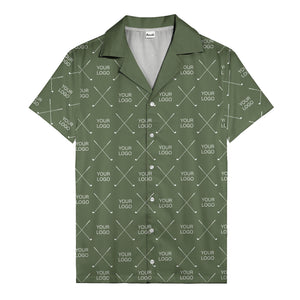 crossed golf clubs logo repeat pattern hawaiian shirt for men