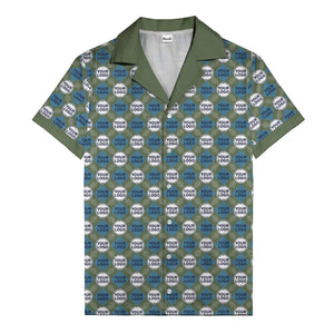 custom logo diamond grid pattern hawaiian shirt for men