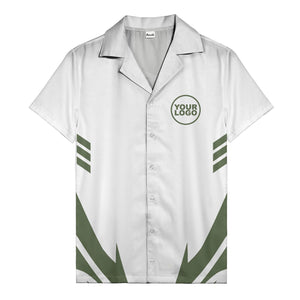 custom logo geometric stripes hawaiian shirt men's aloha button down