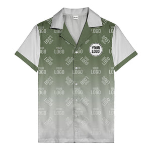 custom logo gradient fade black to white hawaiian shirt