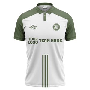 custom logo & team text white black sports jersey polo shirt for men