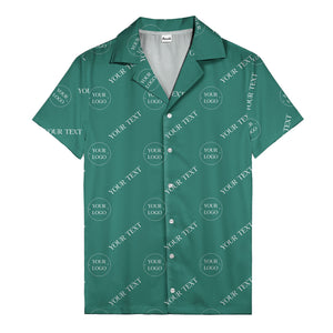 custom logo & text repeat black hawaiian shirt for personalized branding